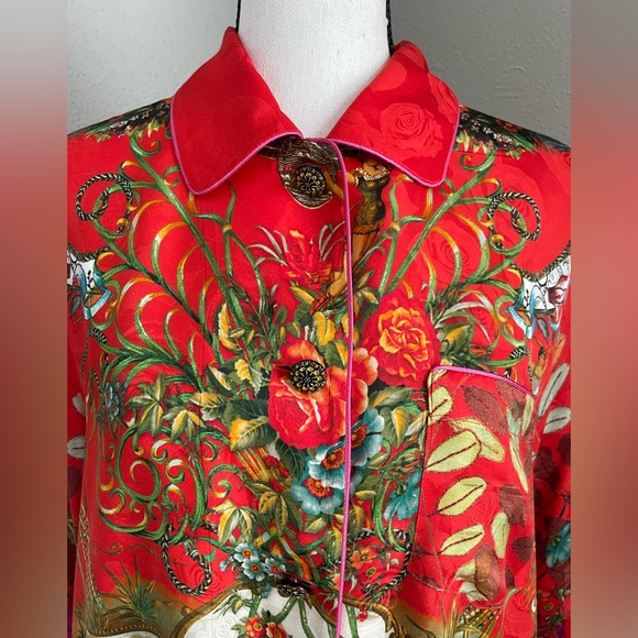 ETRO Circus Print Pyjama Shirt/Blouse  In Rosso/Red  Size 48 - Picture 2 of 12